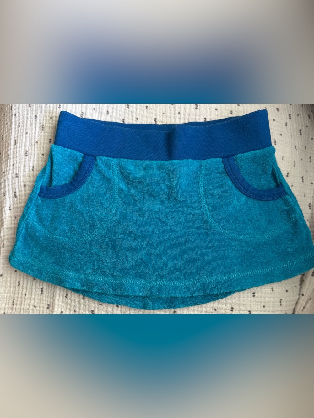 Girls' Duns of Sweden Terry Skirt with Contrast Waistband - Blue/Turquoise